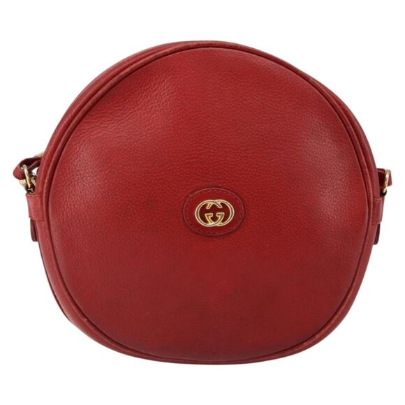 GUCCI Shoulder Bag Leather Red Gold Auth - Picture 2 of 16